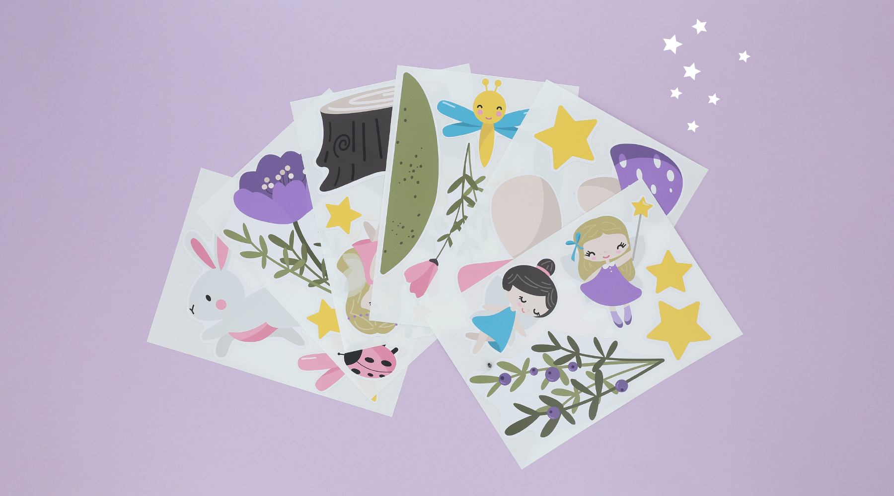 Wallstickers med feer og kaniner