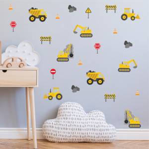 Wallstickers med seje gravemaskiner – magiske børneværelser
