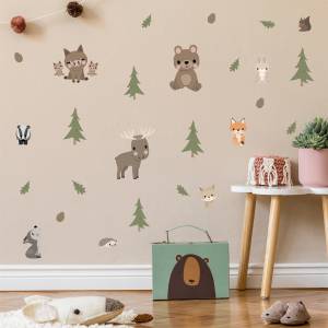 Pynt væggen med søde dyr fra skoven