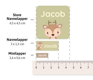 Størrelsesguide: Størrelsesguide: store navnelapper, navnelapper, minilapper