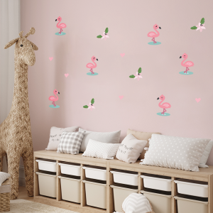 Vægdekoration med flamingo