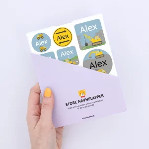 Ekstra store navnelapper til alt udstyr.