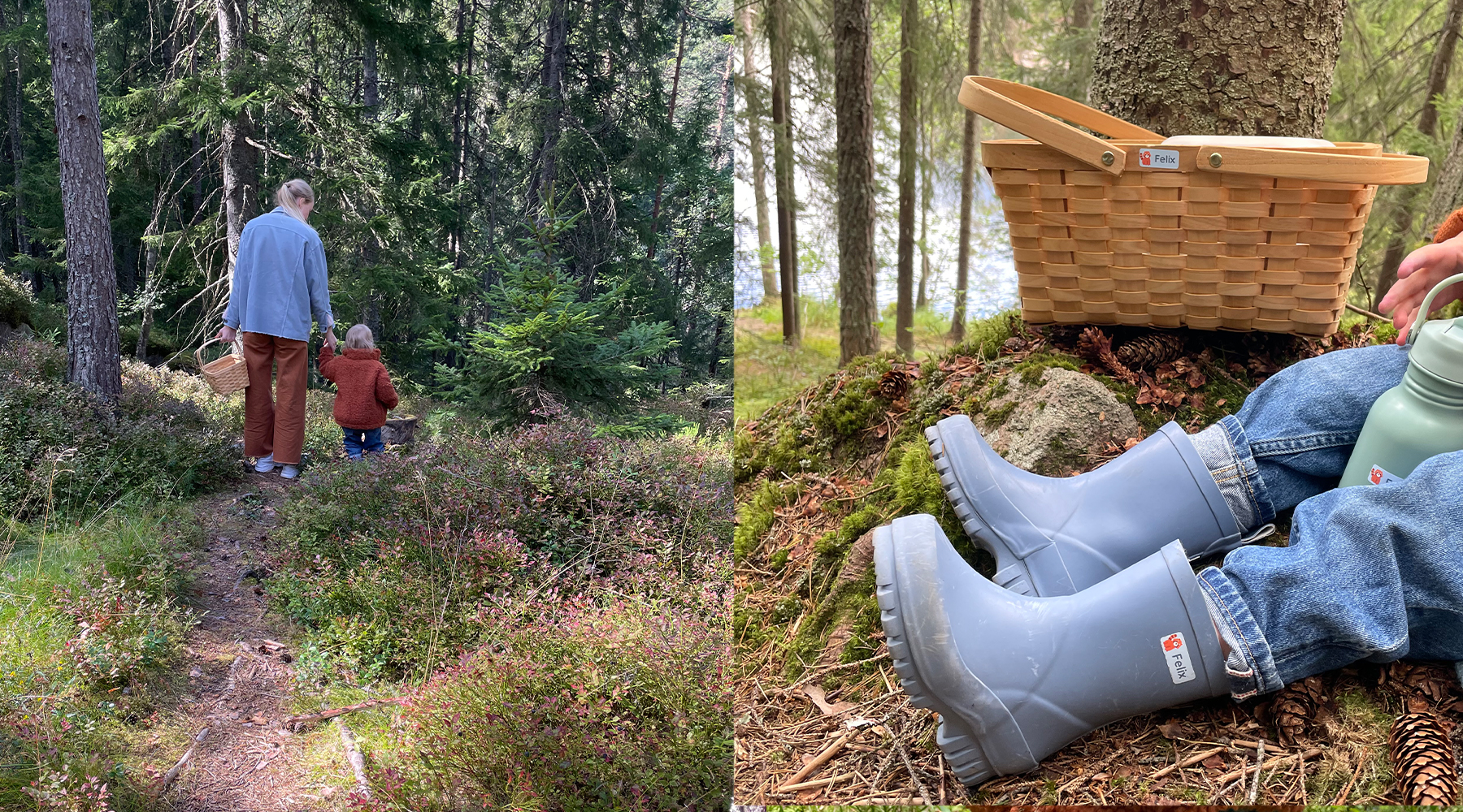 Kunstværk af kogler, grene og blade 